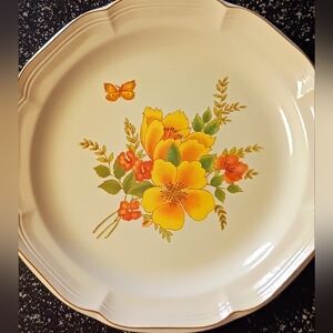 Vintage Sangostone Butterfly Dinner Plates, 12" in Diameter, (2), EUC